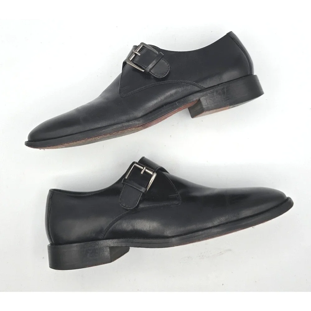 Cole Haan Mens Black Leather Monk Strap Dress Shoes C08071 Size 7.5 M